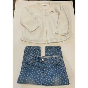 Ergee Girls Infant baby Size 12 18 months 2 Piece Set outfit Floral Print Jeans